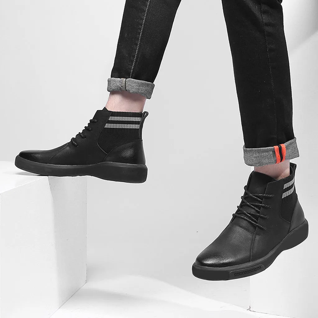 Men's Waterproof Casual High Top Leather Non-Slip Shoe