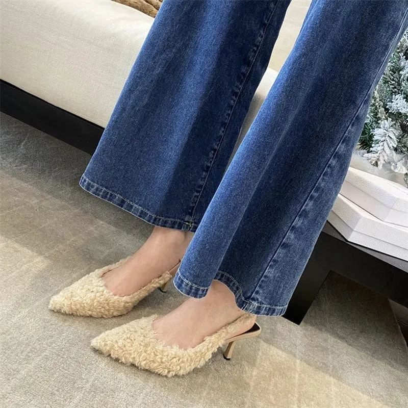 MISTY Faux Fur Slingback Pumps – Chic & Cozy