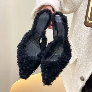 MISTY Faux Fur Slingback Pumps – Chic & Cozy