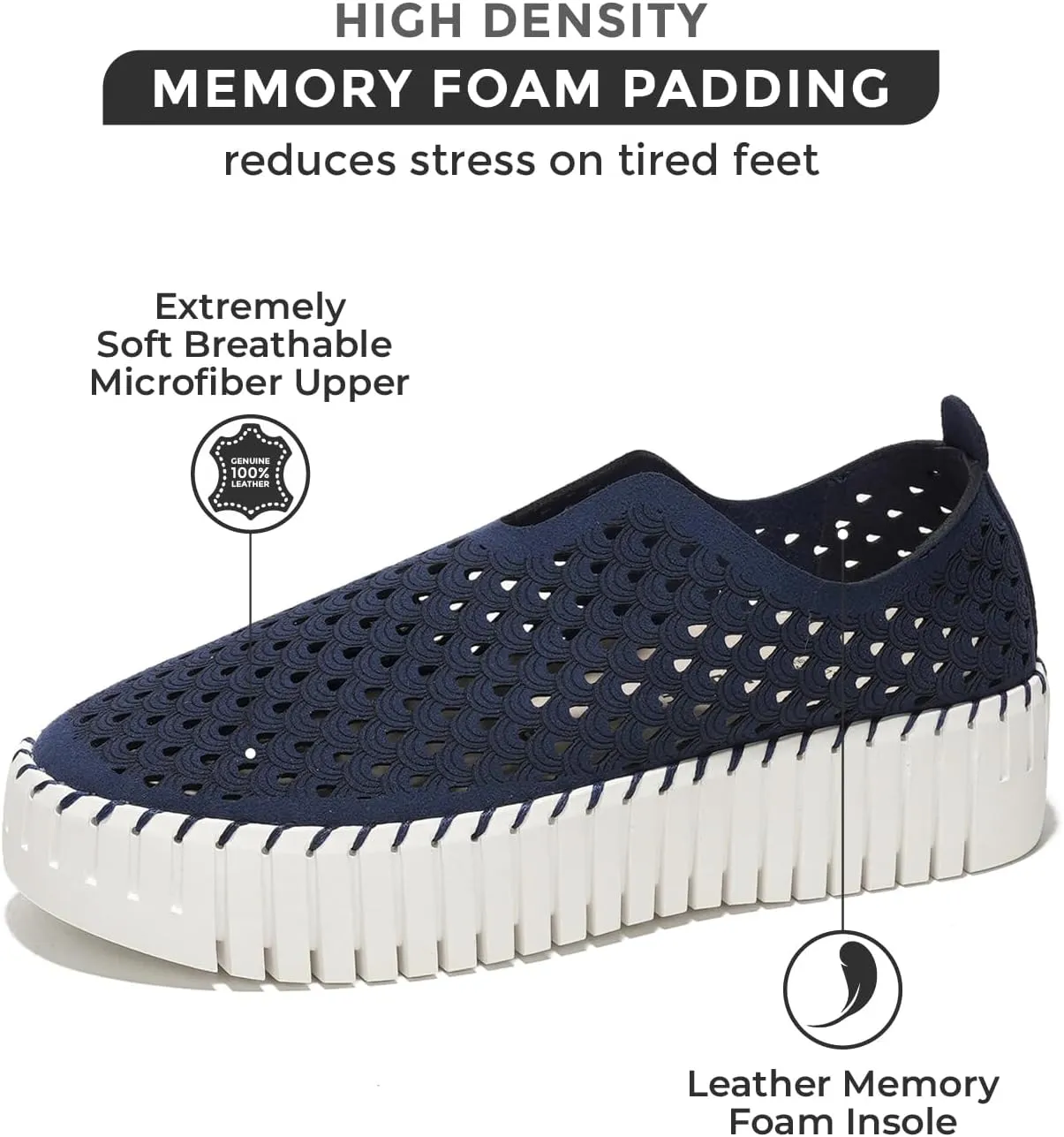 Platform Sneakers for Women - Lightweight Shoes for Women - Slip-On Womens Shoes, Non Slip Work Shoes Women, Leather Insole Walking Shoes Women Footwear (Daffodil)