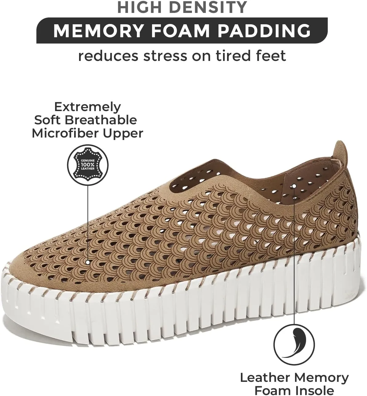 Platform Sneakers for Women - Lightweight Shoes for Women - Slip-On Womens Shoes, Non Slip Work Shoes Women, Leather Insole Walking Shoes Women Footwear (Daffodil)