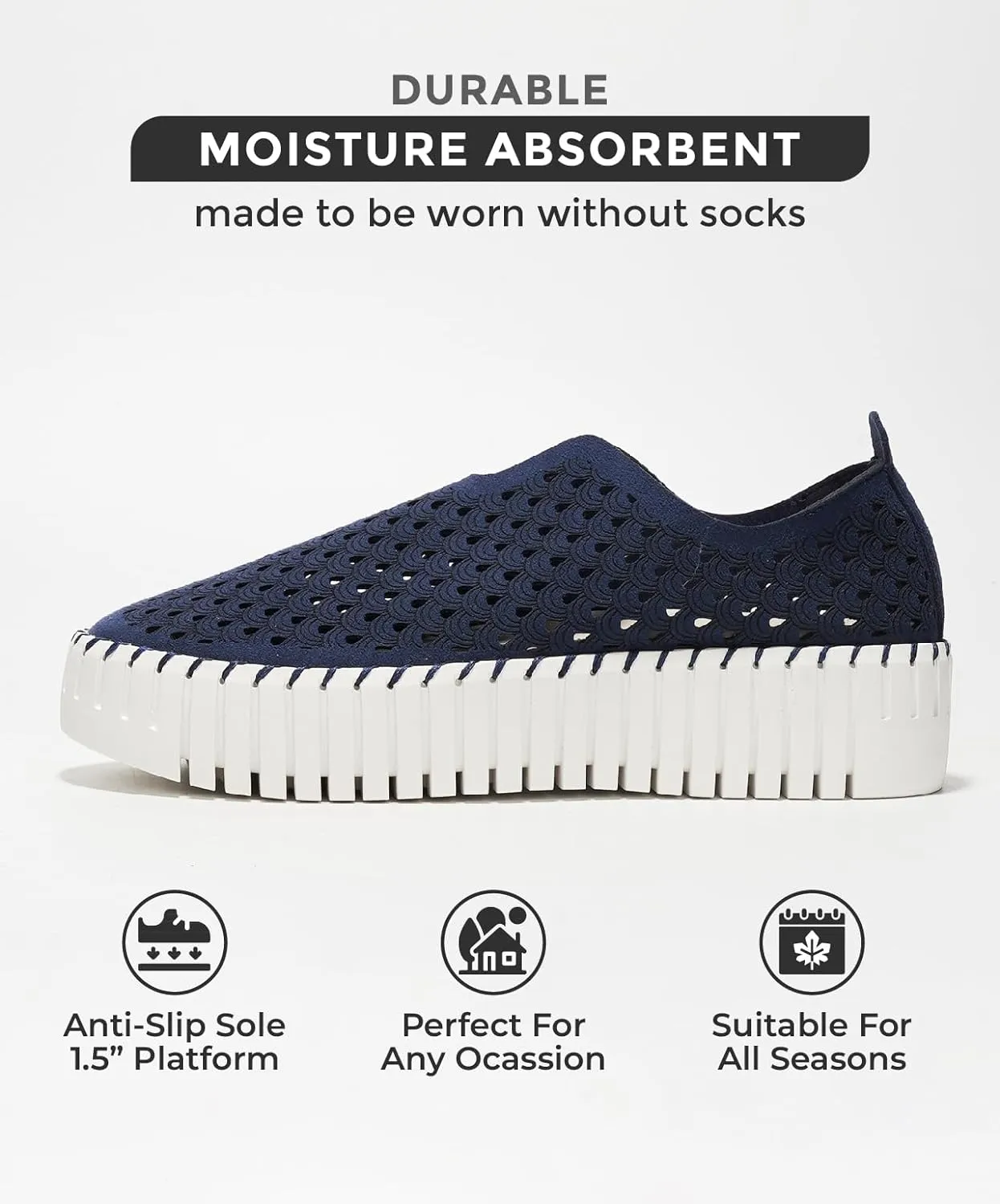 Platform Sneakers for Women - Lightweight Shoes for Women - Slip-On Womens Shoes, Non Slip Work Shoes Women, Leather Insole Walking Shoes Women Footwear (Daffodil)