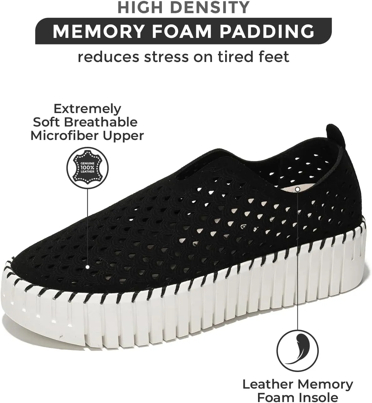 Platform Sneakers for Women - Lightweight Shoes for Women - Slip-On Womens Shoes, Non Slip Work Shoes Women, Leather Insole Walking Shoes Women Footwear (Daffodil)