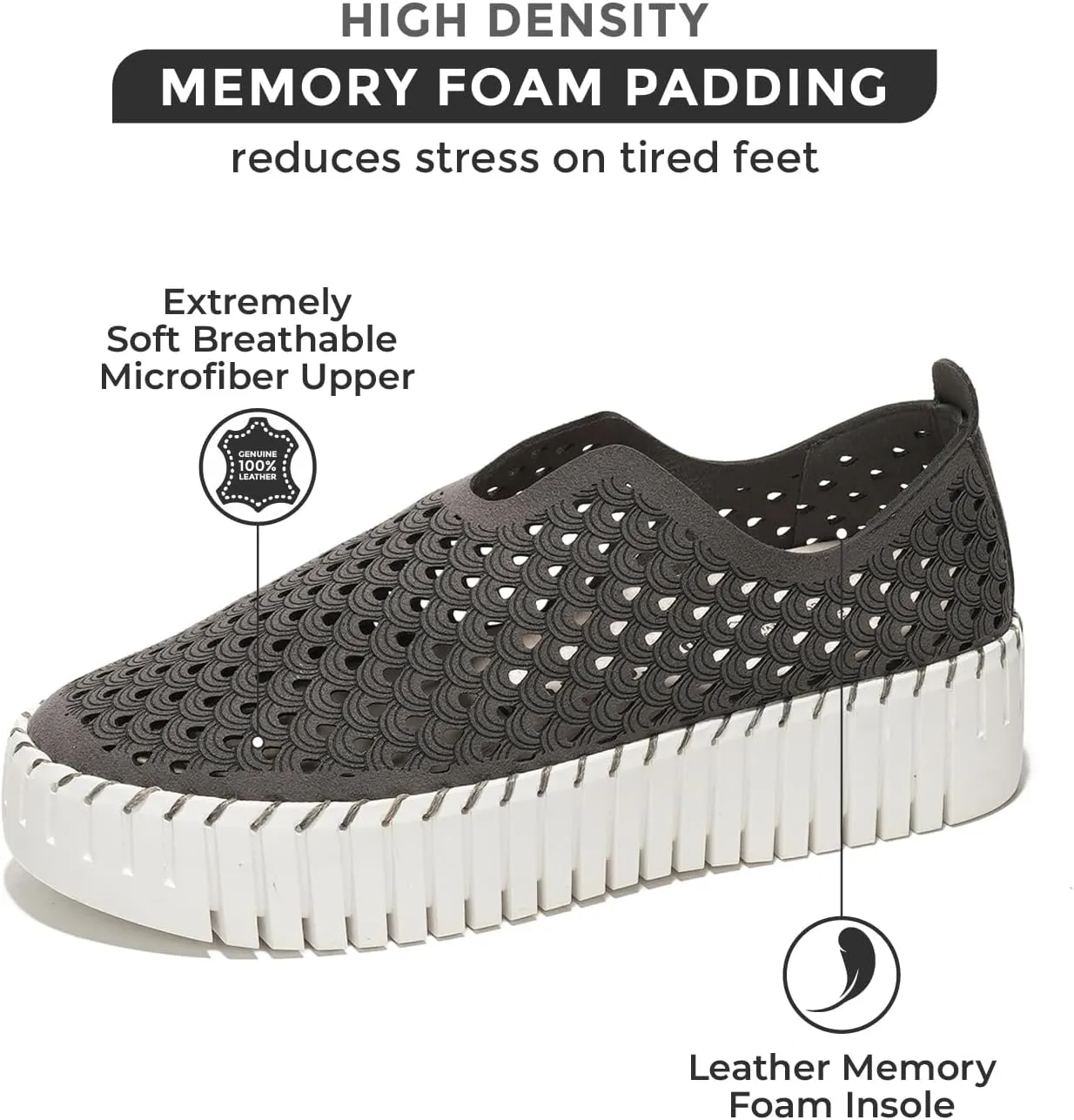 Platform Sneakers for Women - Lightweight Shoes for Women - Slip-On Womens Shoes, Non Slip Work Shoes Women, Leather Insole Walking Shoes Women Footwear (Daffodil)
