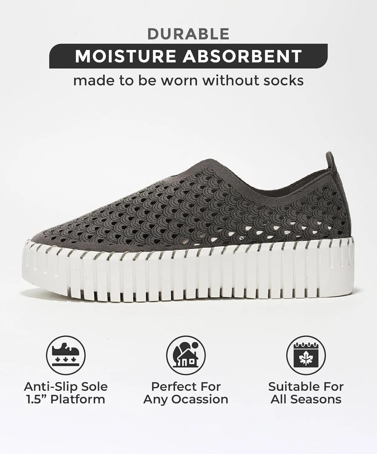 Platform Sneakers for Women - Lightweight Shoes for Women - Slip-On Womens Shoes, Non Slip Work Shoes Women, Leather Insole Walking Shoes Women Footwear (Daffodil)