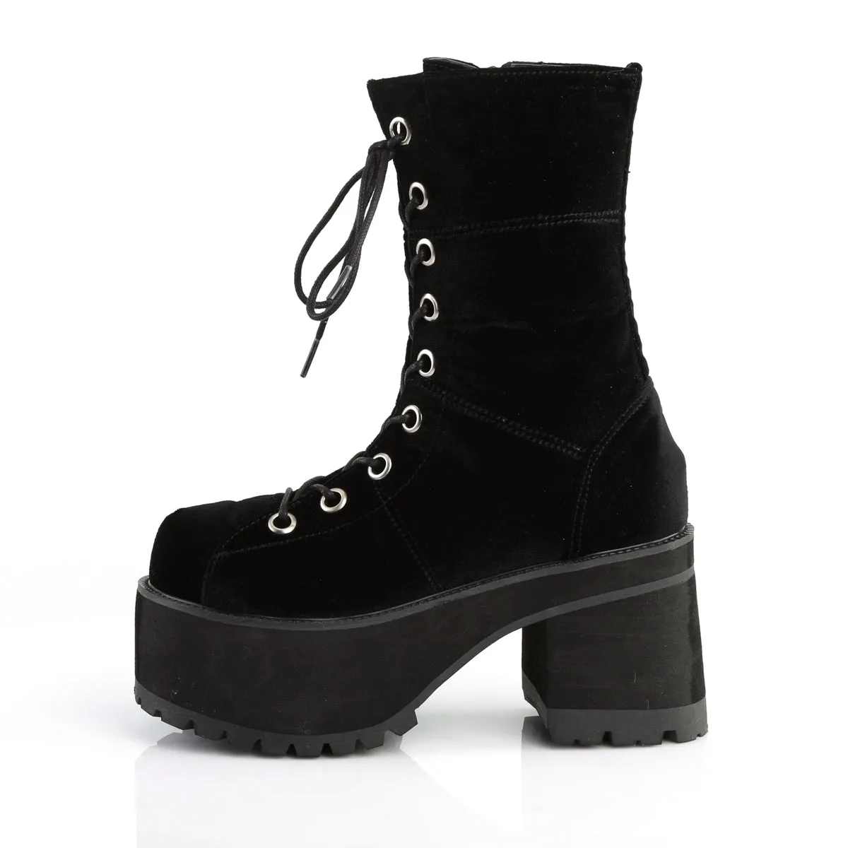 Platform Velvet Combat Boots