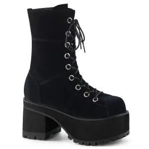 Platform Velvet Combat Boots