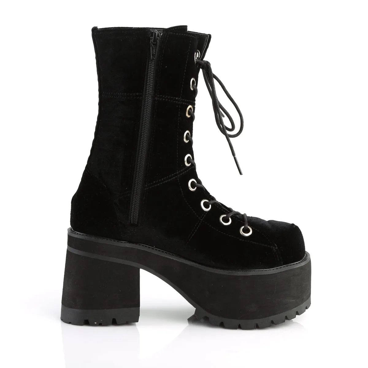 Platform Velvet Combat Boots