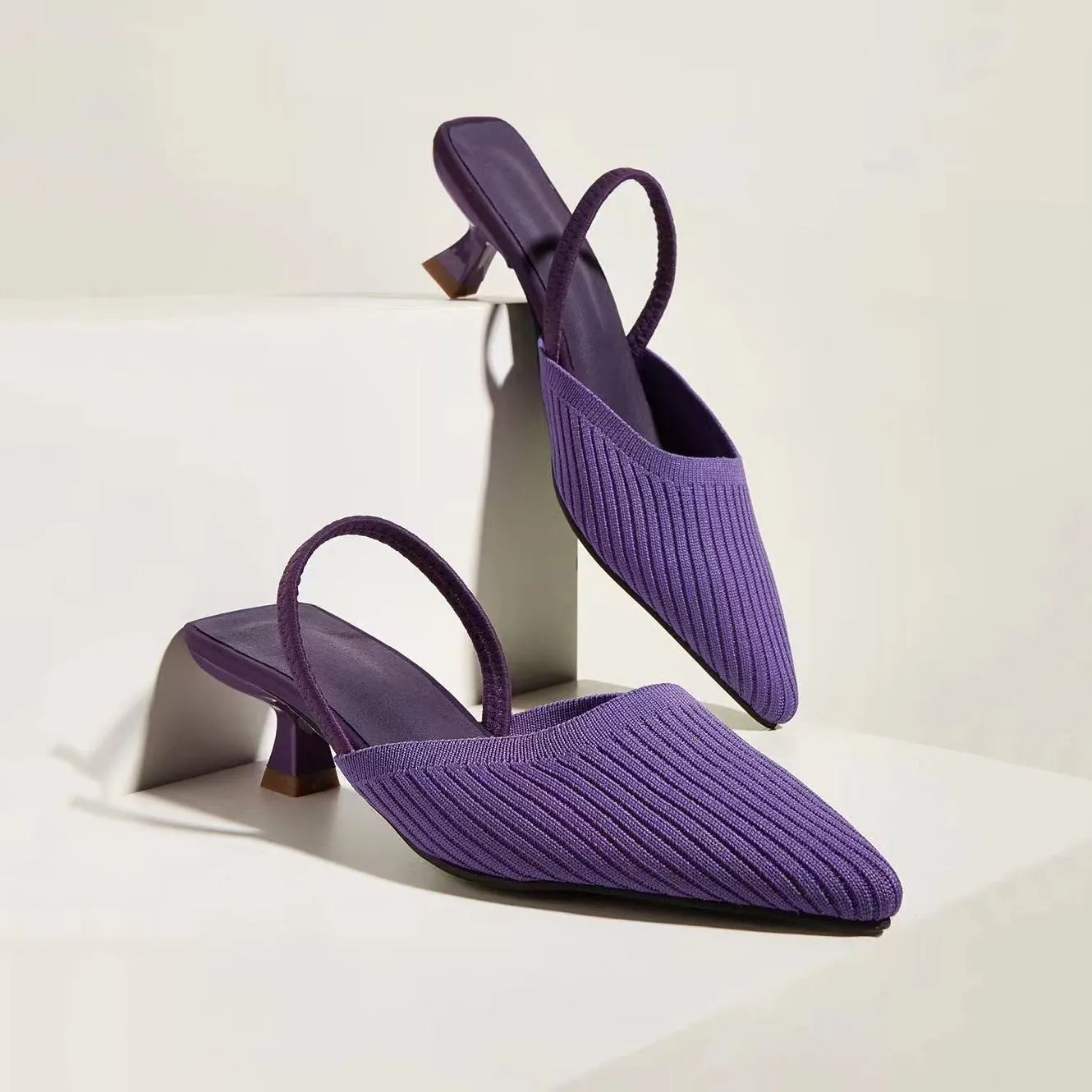 Purpdrank - Women Point Toe Slingback Pumps