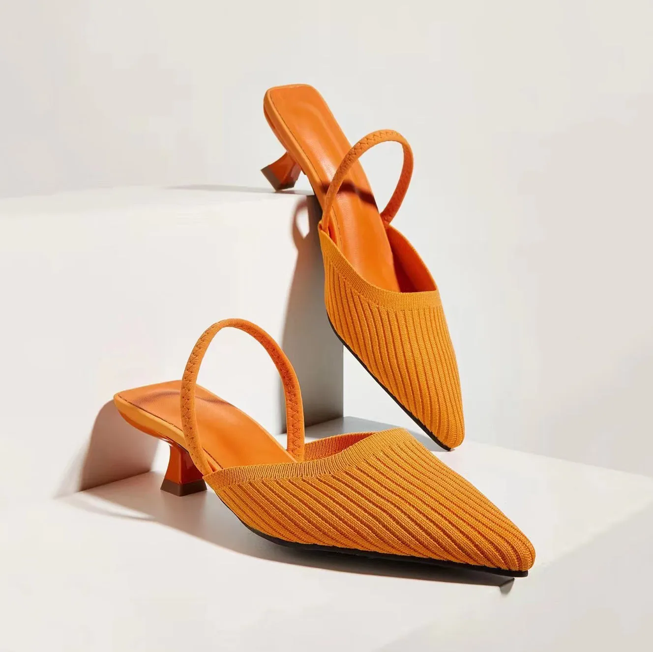 Purpdrank - Women Point Toe Slingback Pumps