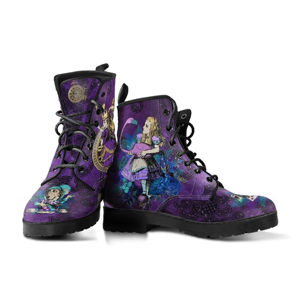 Purple Boots for Women, Alice in Wonderland Gifts #21  Purple Series | Combat Boots, Vegan Leather Lace Up Boots, Handmade Boots, Women's Boots