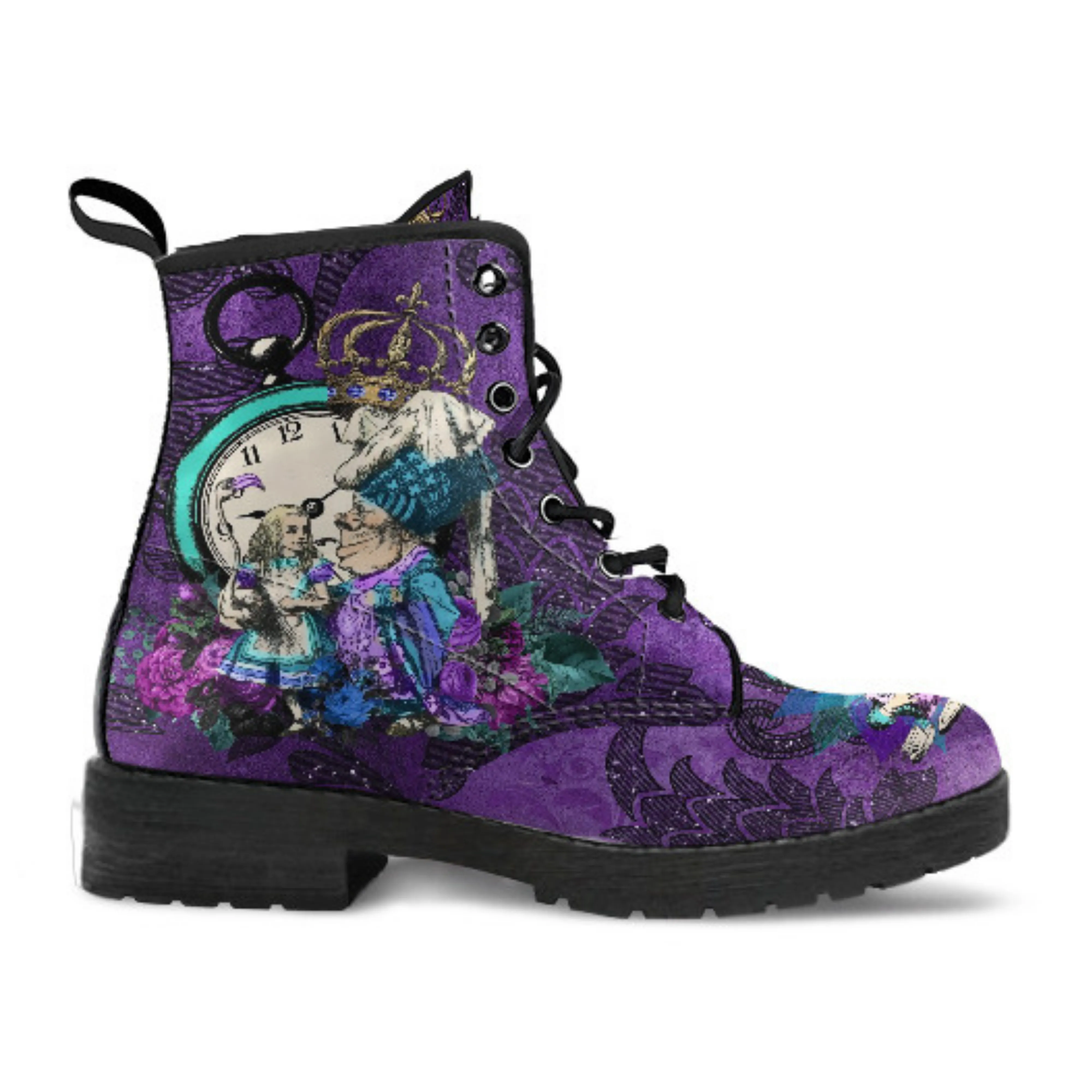 Purple Boots for Women, Alice in Wonderland Gifts #21  Purple Series | Combat Boots, Vegan Leather Lace Up Boots, Handmade Boots, Women's Boots