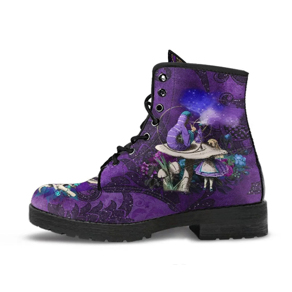 Purple Boots for Women, Alice in Wonderland Gifts #21  Purple Series | Combat Boots, Vegan Leather Lace Up Boots, Handmade Boots, Women's Boots