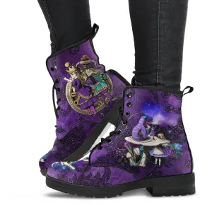 Purple Boots for Women, Alice in Wonderland Gifts #21  Purple Series | Combat Boots, Vegan Leather Lace Up Boots, Handmade Boots, Women's Boots