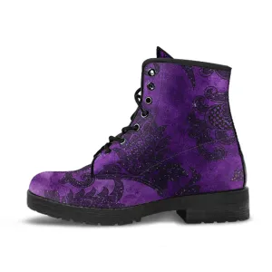 Purple Boots - Grunge Purple #103 | Combat Boots, Unisex Adult Shoes, Vegan Leather Handmade Lace Up Boots, Custom Shoes Boho, Boots for Women
