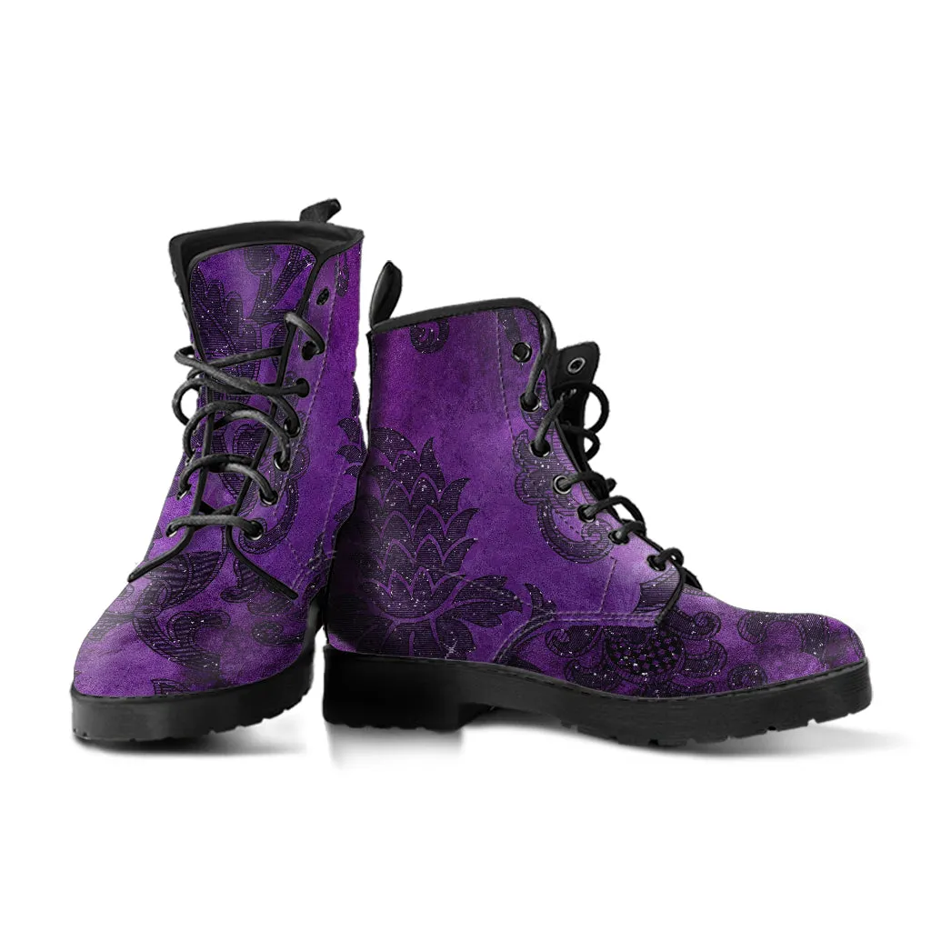 Purple Boots - Grunge Purple #103 | Combat Boots, Unisex Adult Shoes, Vegan Leather Handmade Lace Up Boots, Custom Shoes Boho, Boots for Women