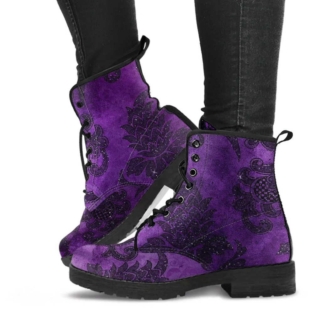 Purple Boots - Grunge Purple #103 | Combat Boots, Unisex Adult Shoes, Vegan Leather Handmade Lace Up Boots, Custom Shoes Boho, Boots for Women