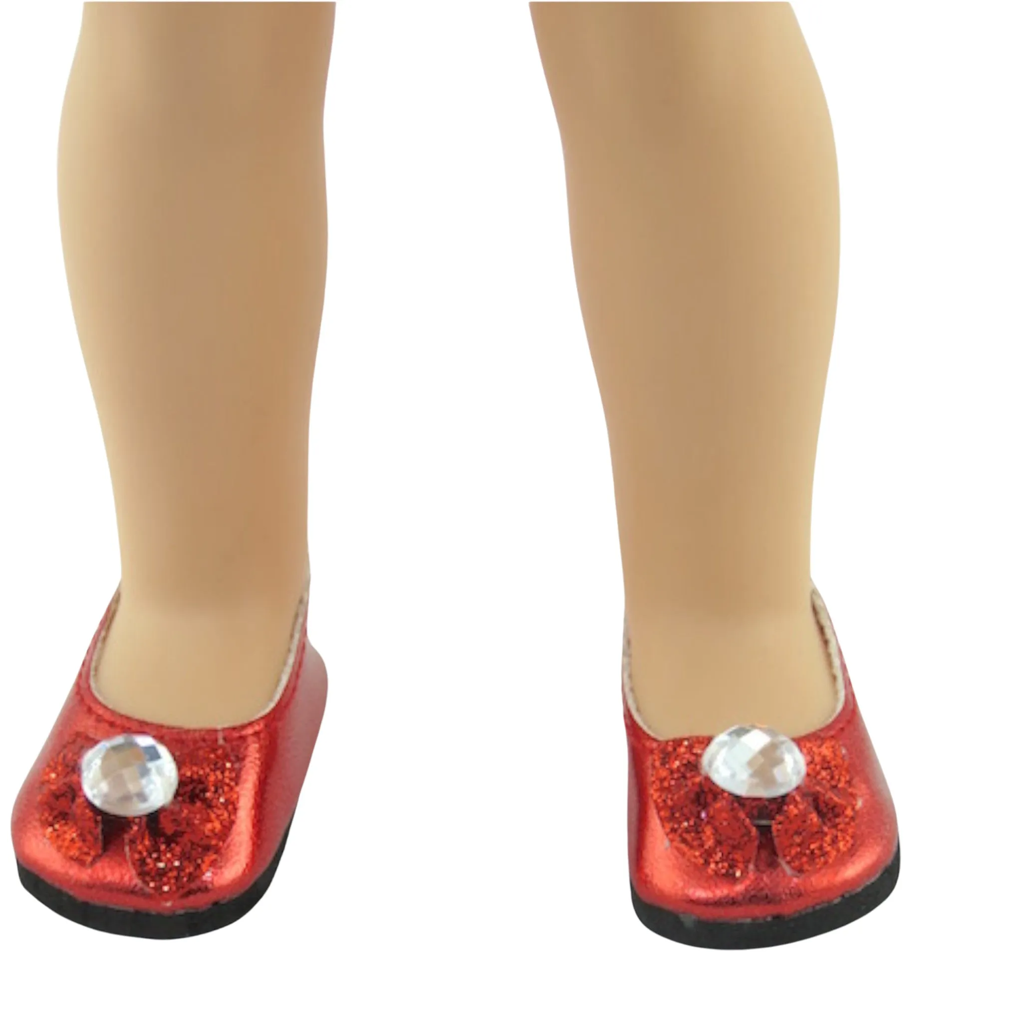 Red Glitter Bow Flats for 14 1/2-inch dolls