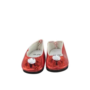 Red Glitter Bow Flats for 14 1/2-inch dolls