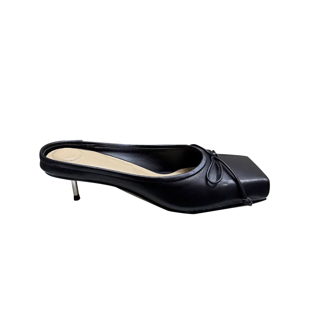 RENIV Bow Mid Heel Mules Pumps - 4.5cm