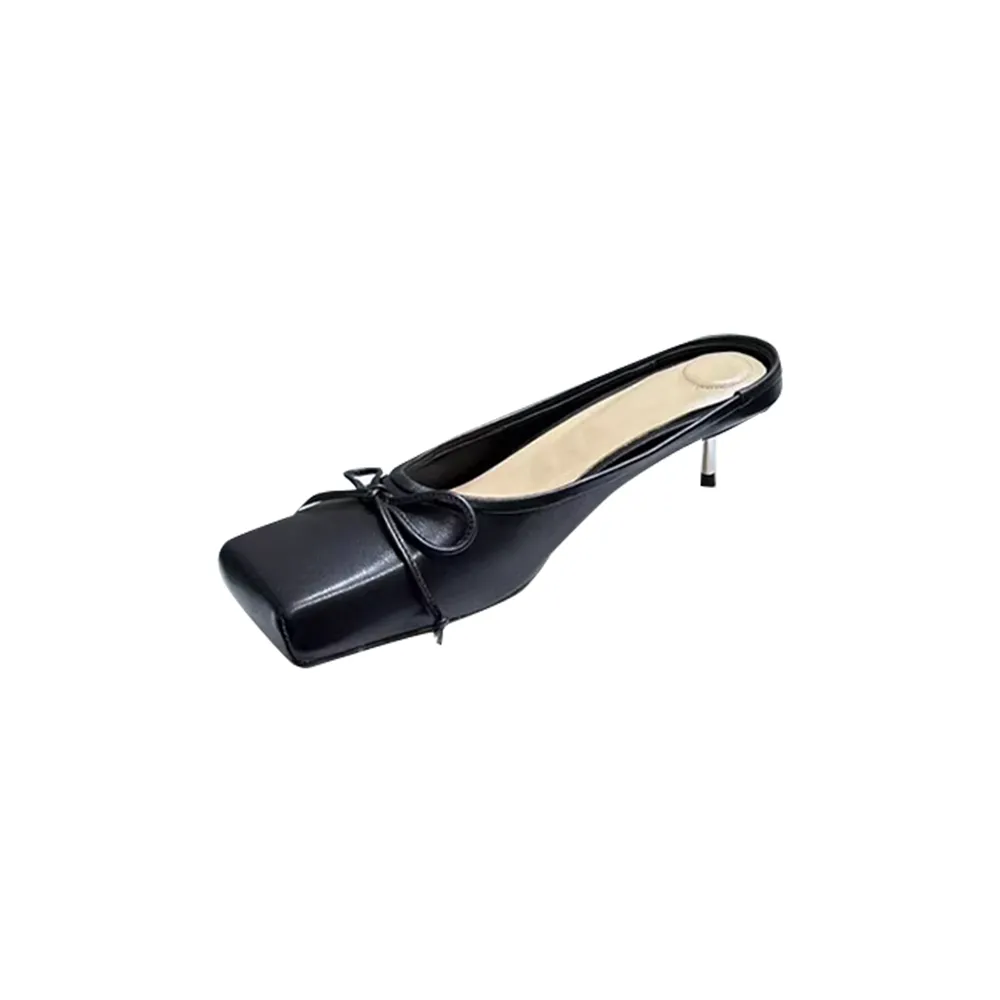RENIV Bow Mid Heel Mules Pumps - 4.5cm