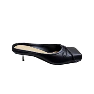 RENIV Bow Mid Heel Mules Pumps - 4.5cm