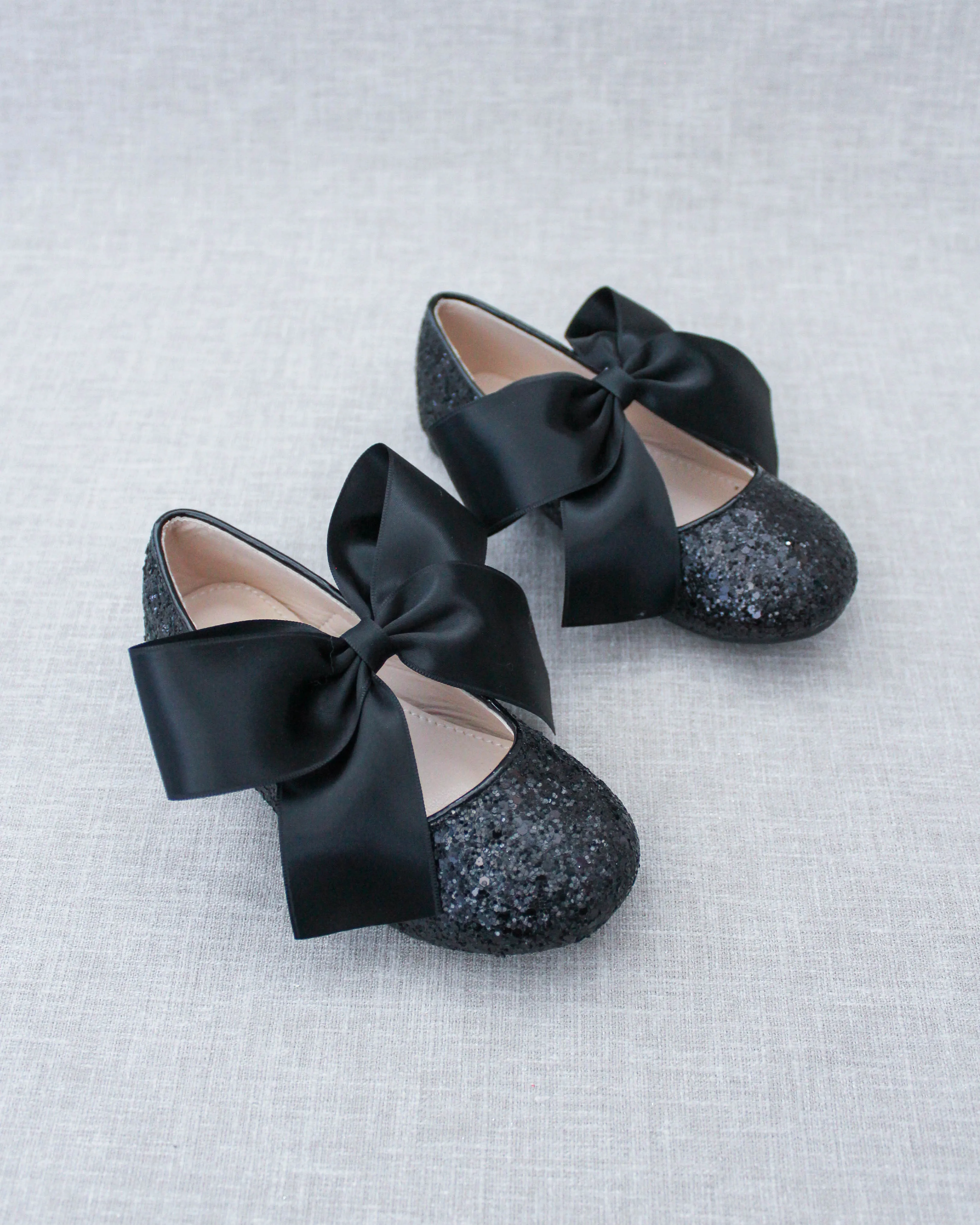 Rock Glitter Mary Jane Ballet Flats with Satin Bow