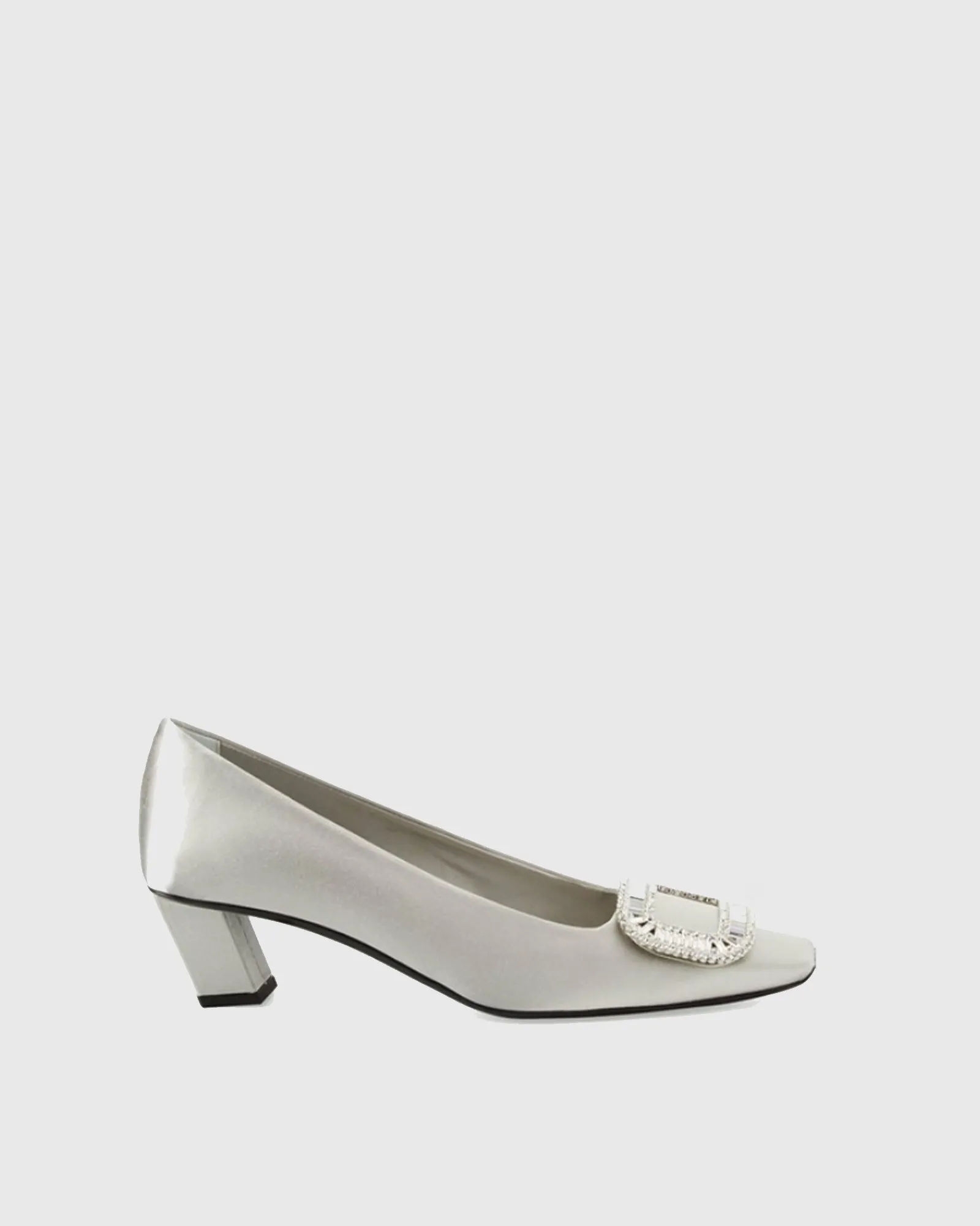 Sadah Rhinestone Buckle Satin Pumps In Silver