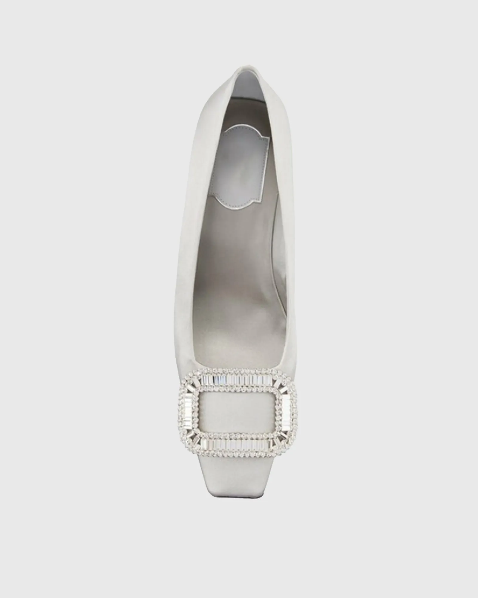 Sadah Rhinestone Buckle Satin Pumps In Silver