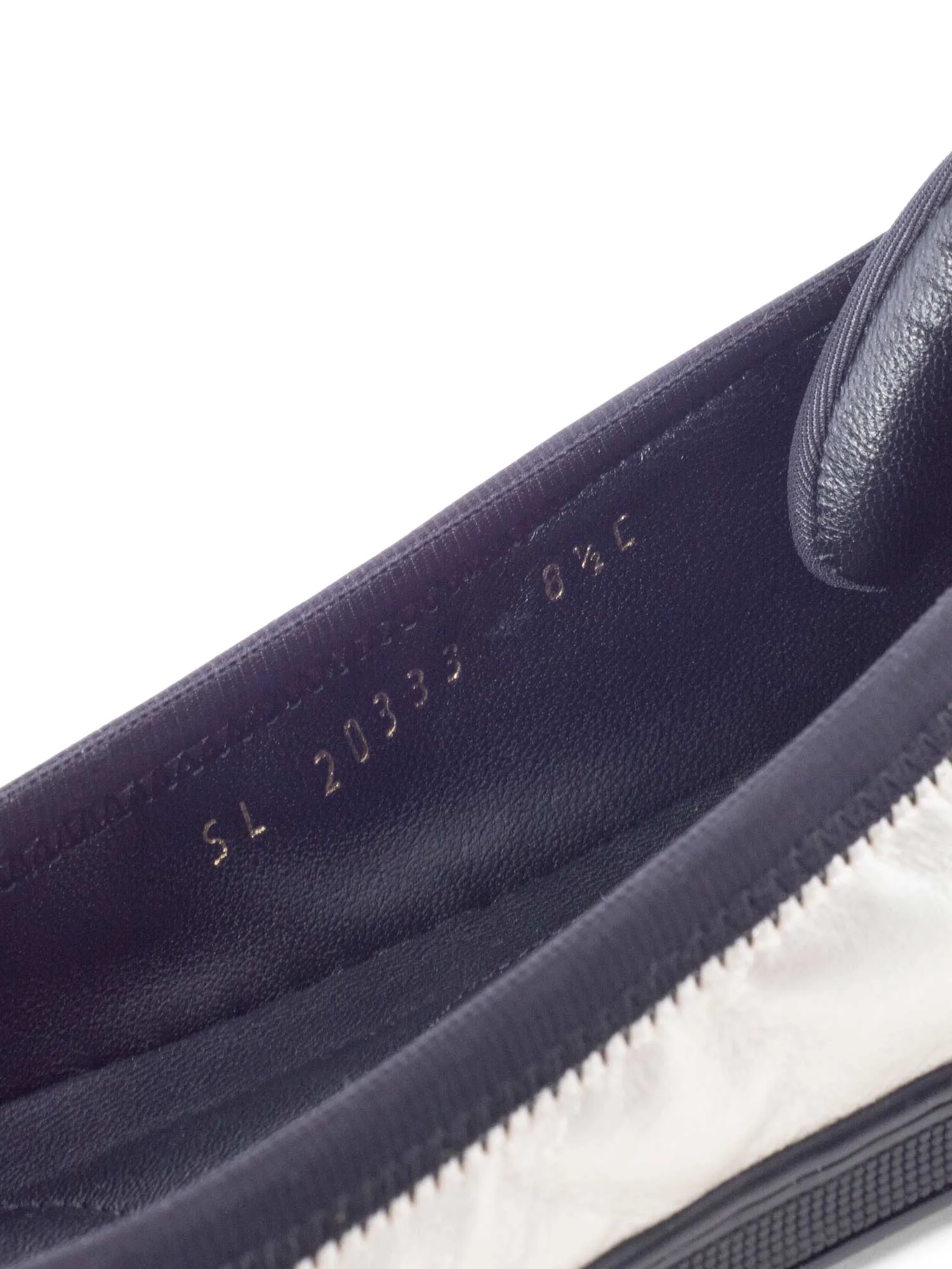 Salvatore Ferragamo Leather Round Toe Bow Ballet Flats Silver Black