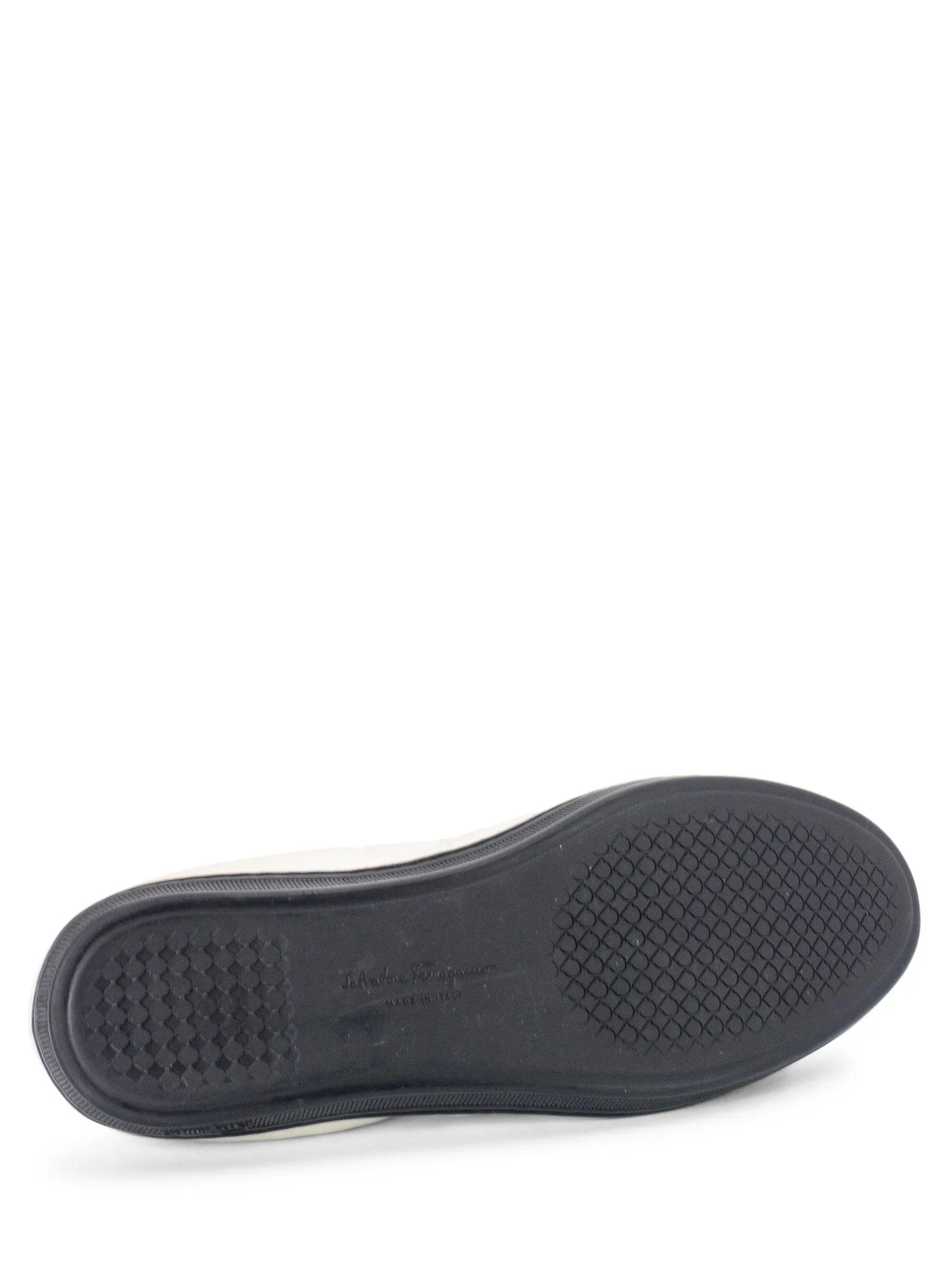 Salvatore Ferragamo Leather Round Toe Bow Ballet Flats Silver Black