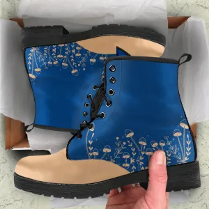 Sapphire Forest Blue Women's Vegan Leather Combat Boots