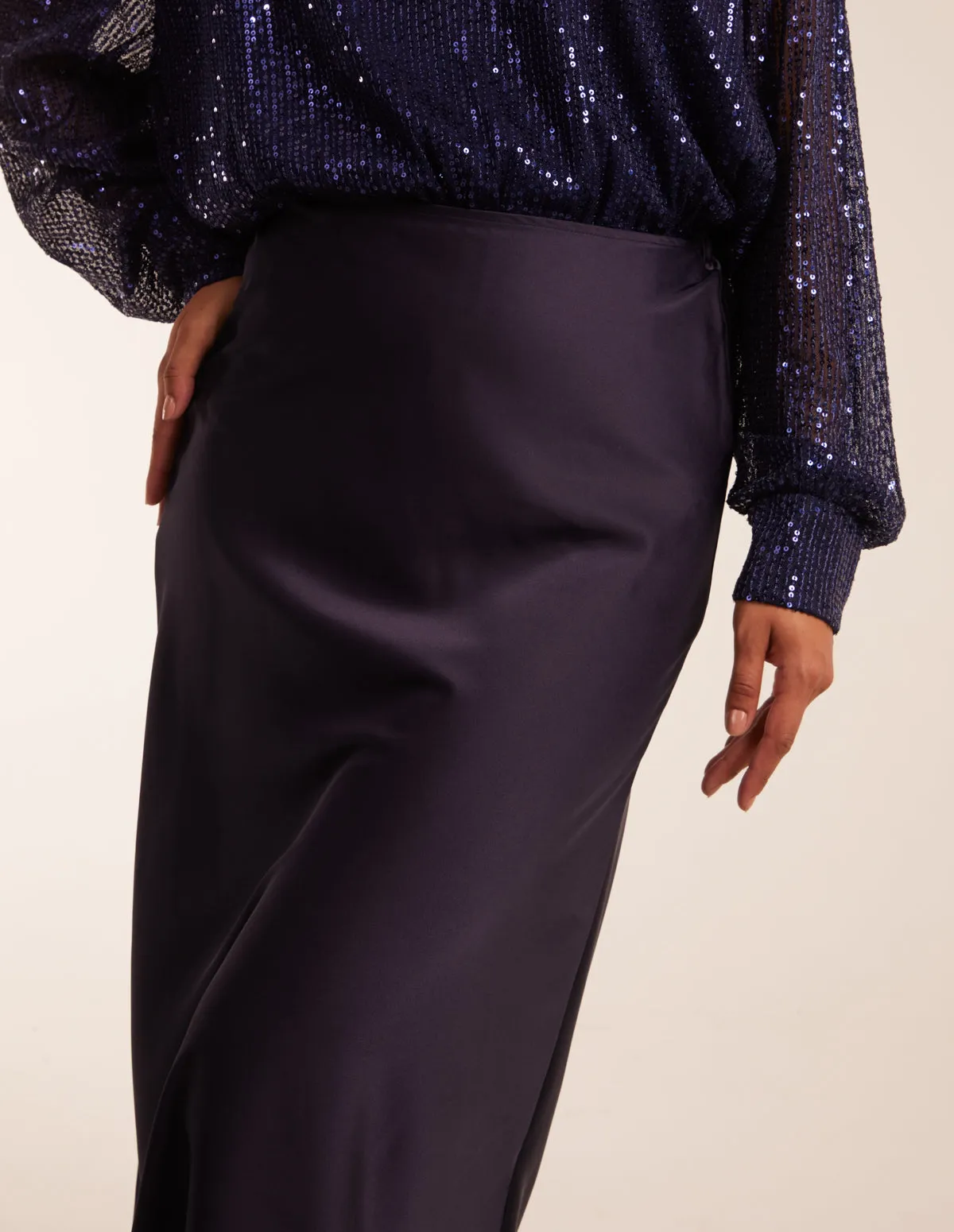 Satin Bias Midi Skirt