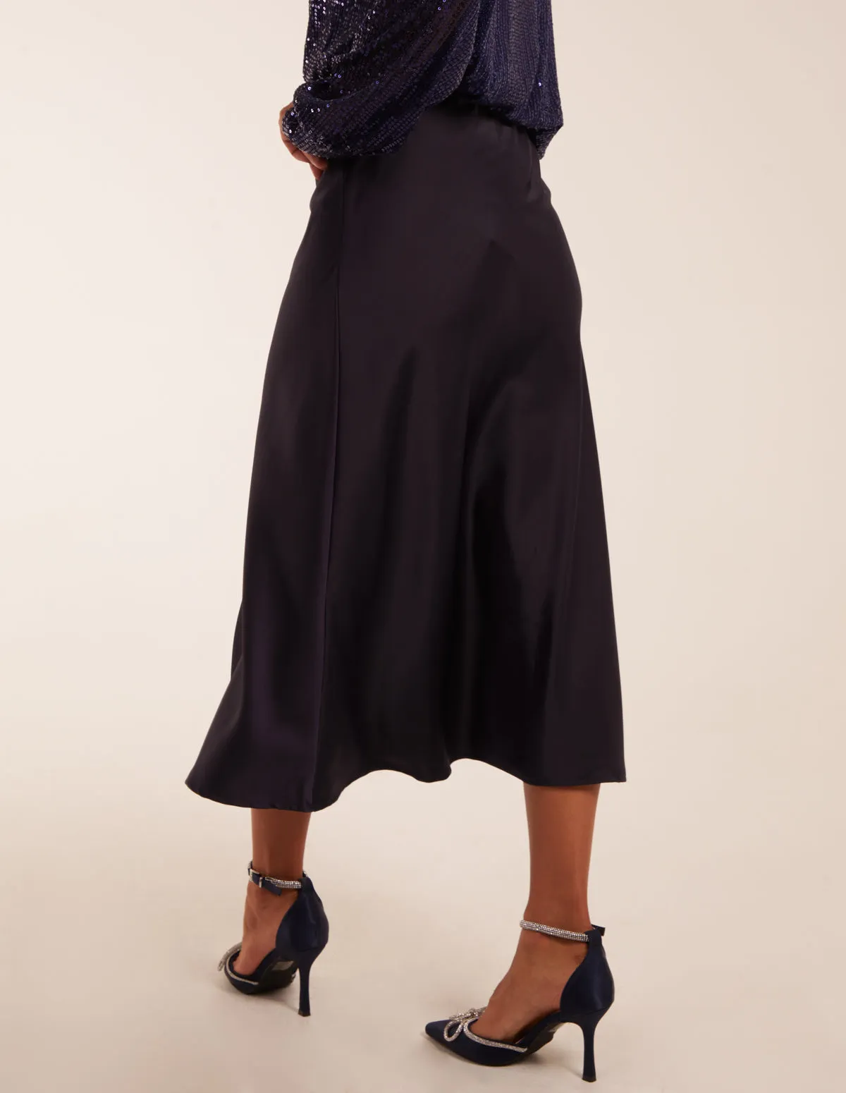 Satin Bias Midi Skirt