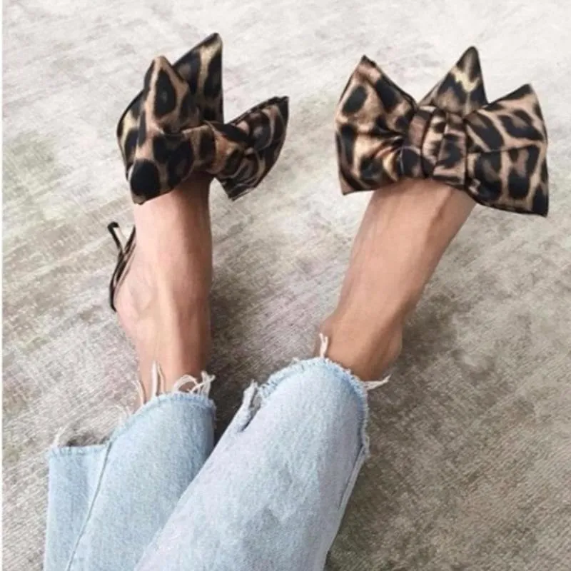 Satin Bow Knot Pointed Toe Mules