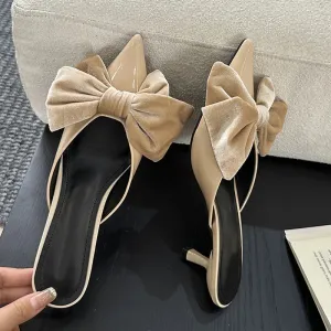 Sexy bownot Pointed Toe Thin kitten Heel shoes