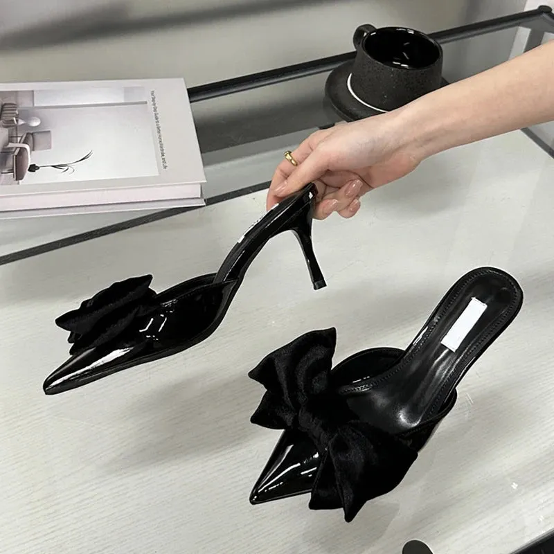 Sexy bownot Pointed Toe Thin kitten Heel shoes