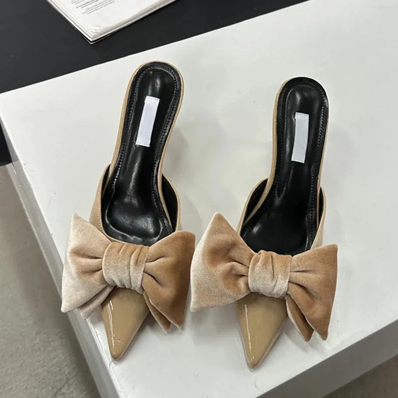 Sexy bownot Pointed Toe Thin kitten Heel shoes