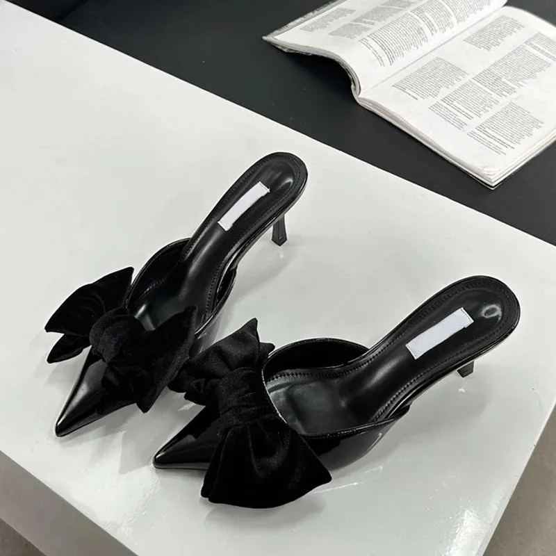 Sexy bownot Pointed Toe Thin kitten Heel shoes