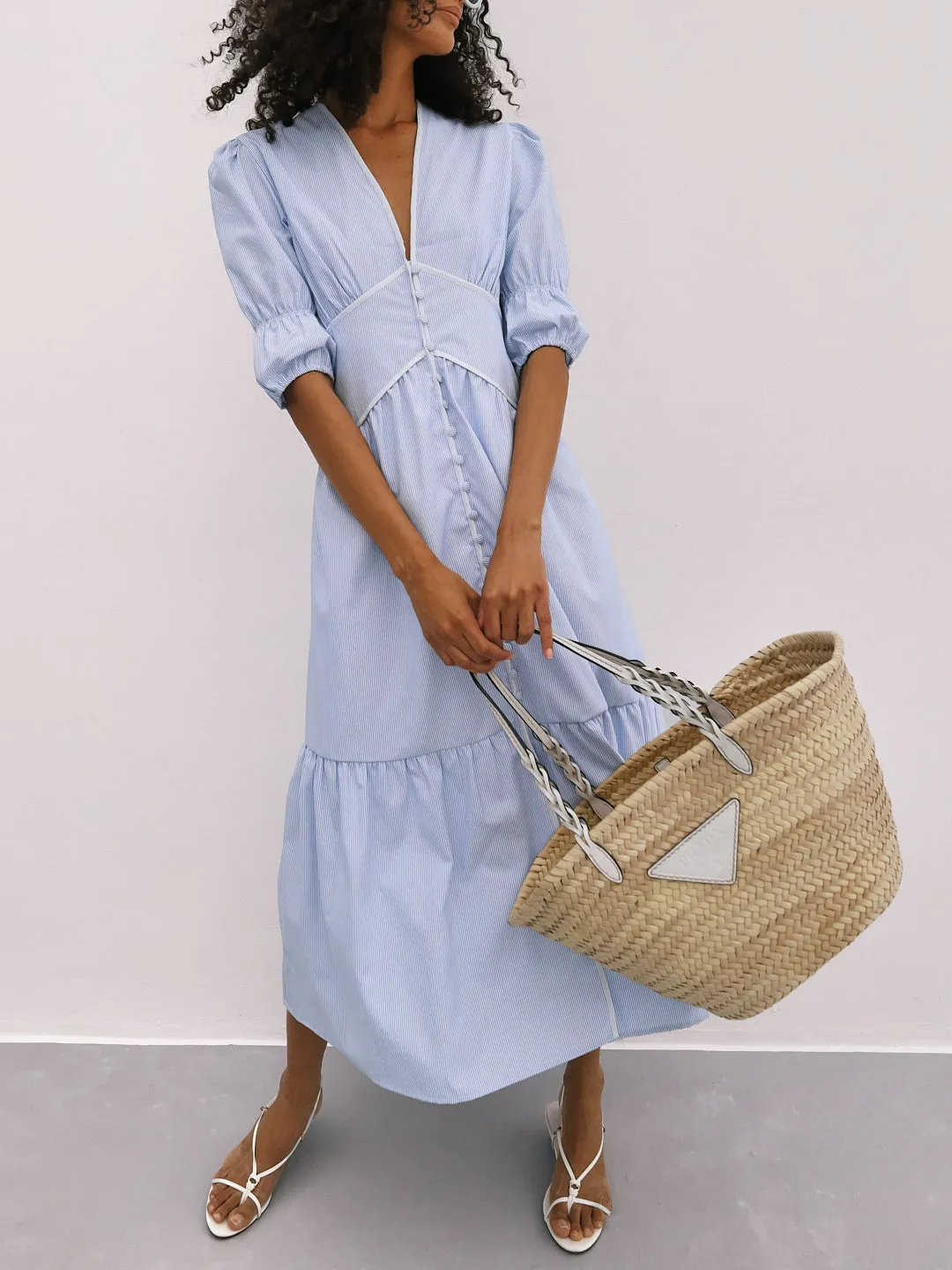 Sezene Striped Summer Day Dress | Blue Stripe