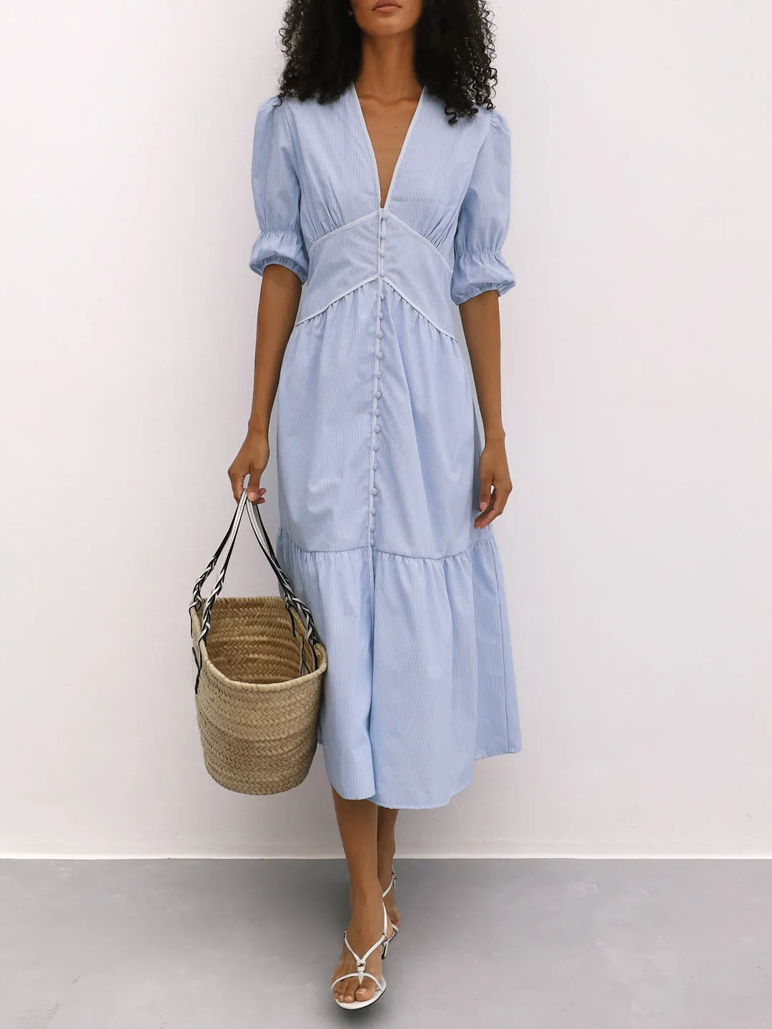 Sezene Striped Summer Day Dress | Blue Stripe