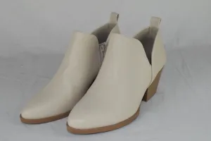 Soda Women Ankle Boots Zipper Booties V Cut Pointed Toe Heel Beige SECTORY 7.5