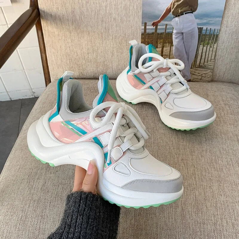 Summer Shoes Women  Brand Design Bling Sequined Women's Casual Shoes Fashion Female Chunky Sneakers Stylish Sport Shoes