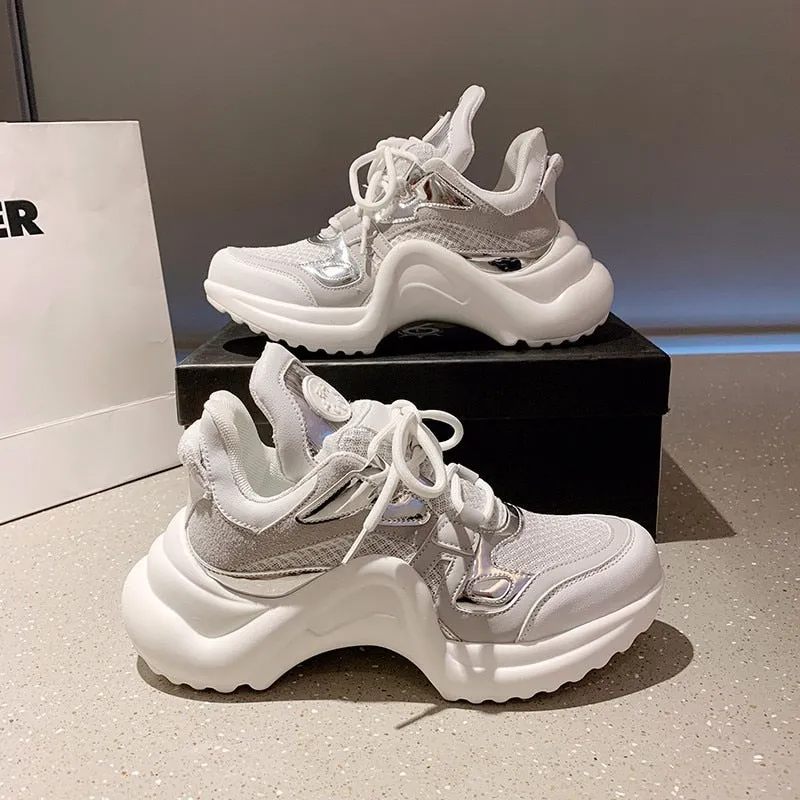 Summer Shoes Women  Brand Design Bling Sequined Women's Casual Shoes Fashion Female Chunky Sneakers Stylish Sport Shoes