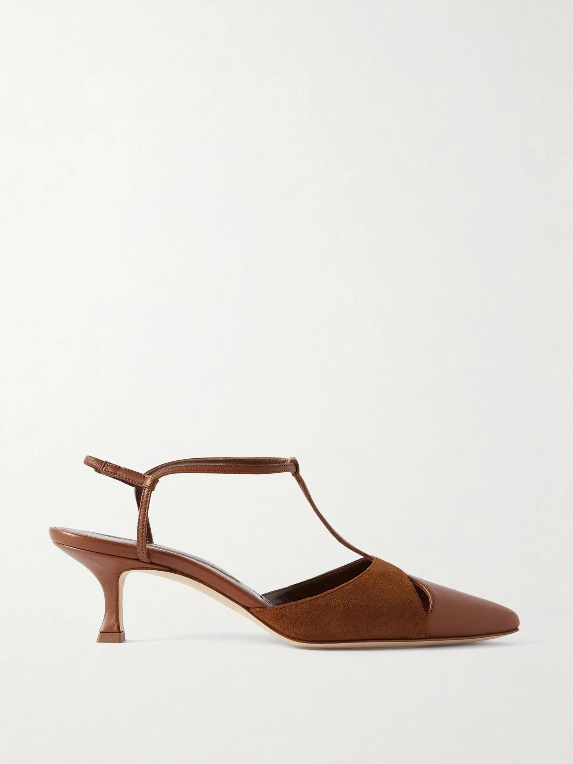 Turgimod 50 cutout leather and suede slingback pumps