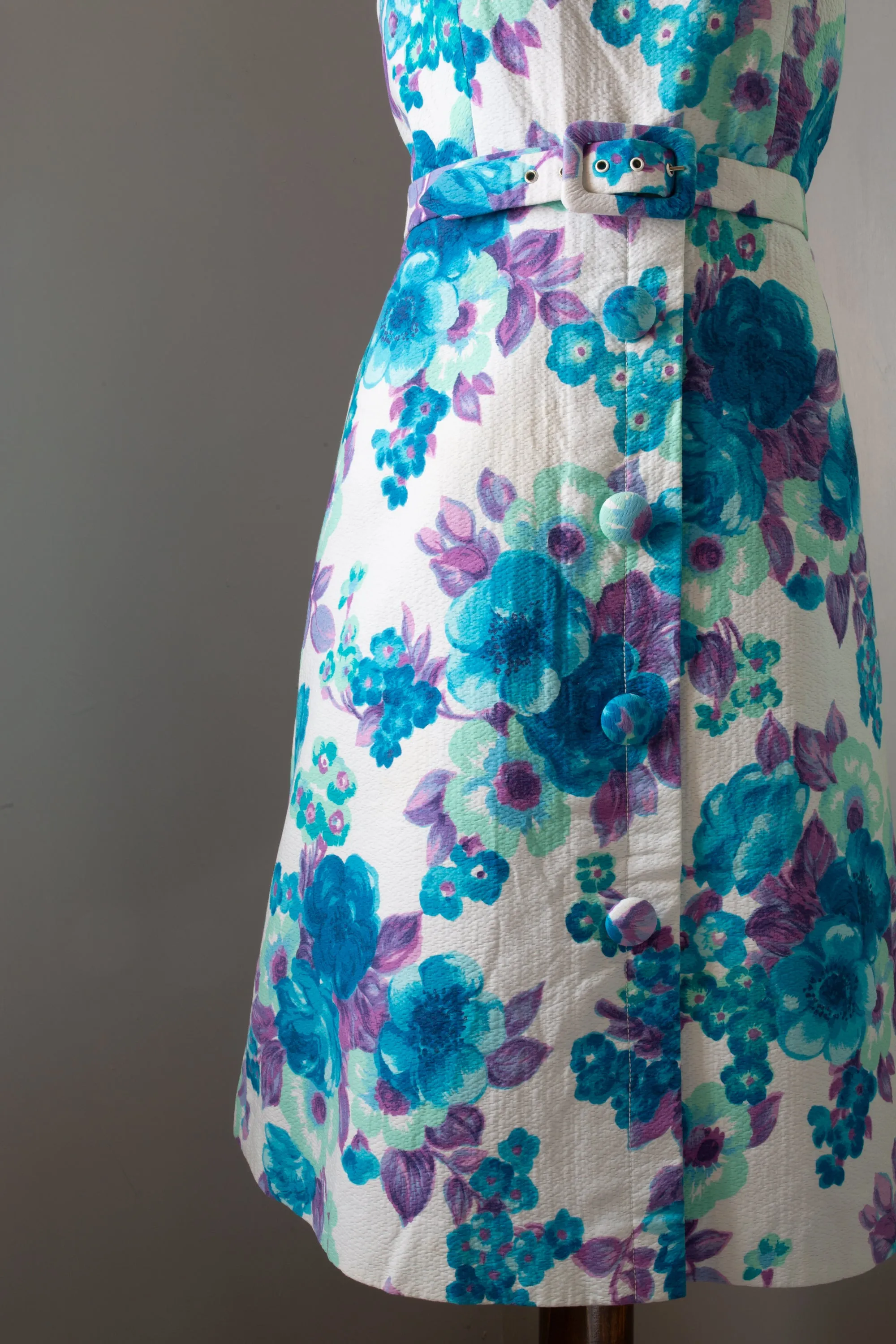 Vintage 1960s Blue Floral Dress