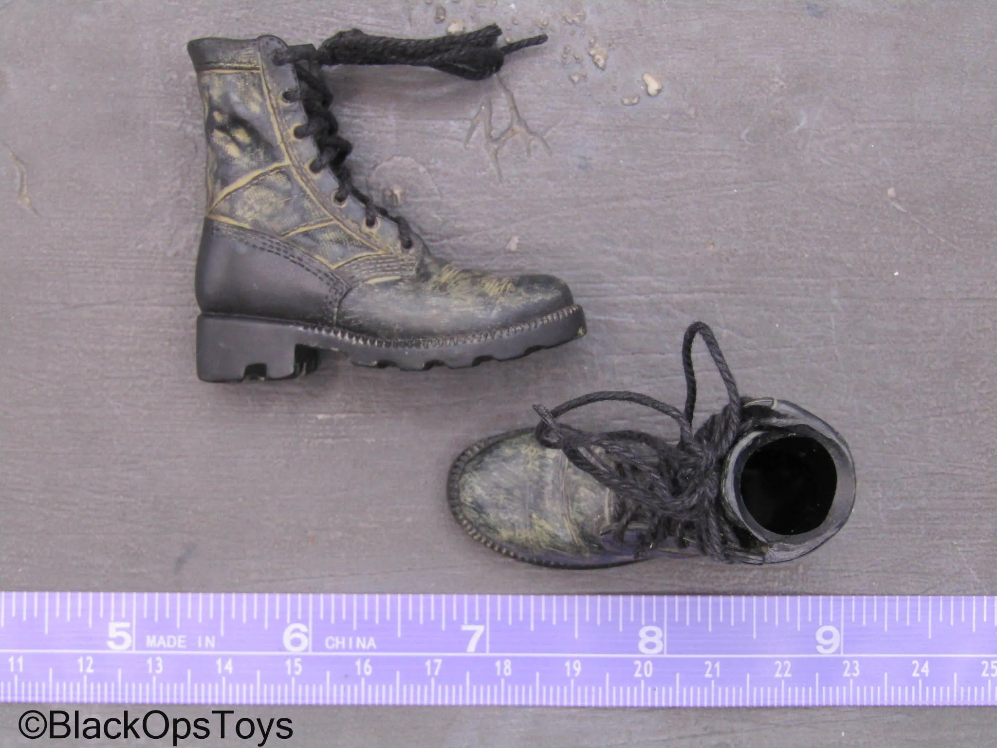 Weathered Black Combat Boots (Foot Type)