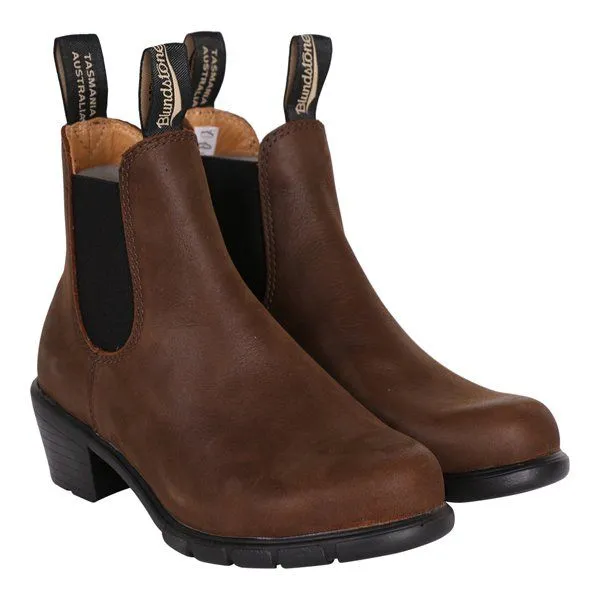 Womens Blundstone Antique Brown 1673 Heeled Chelsea Boots