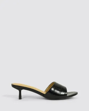 XAVIER MULES BLACK CROC LEATHER